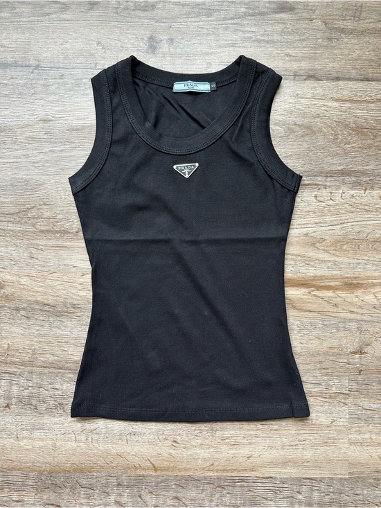 Prada Tops - Prada Black Logo Triangle Tank Top
